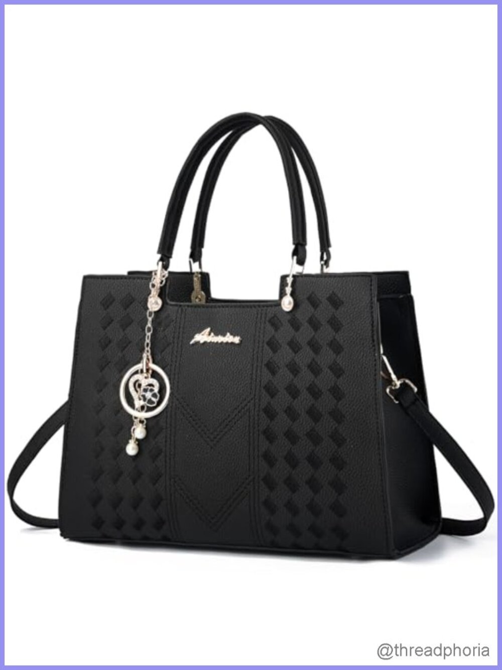 PU Leather Vegan Satchel Tote Crossbody Top Handle Bag with Zipper